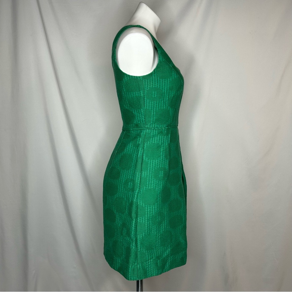 J.CREW Jacquard V-Neck "Dublin Green" Mini Dress, 2 - Picture 4 of 12